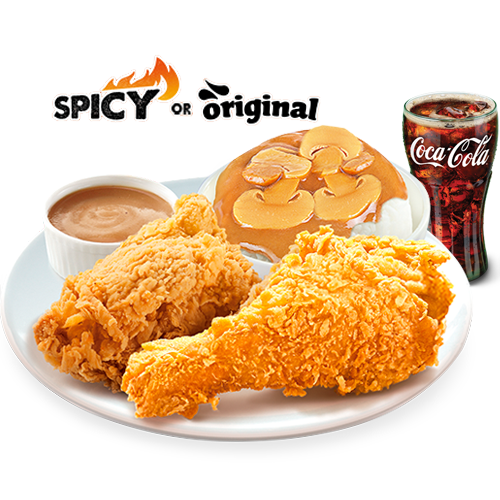 C4 2件樂脆雞配蘑菇飯及中汽水 | 2-pcs. Chickenjoy w/Mushroom Rice & Drink (M) – Jollibee